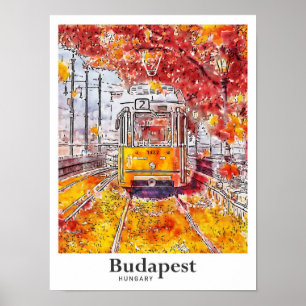 Budapest Ungarn Reise Wasserfarbe Handgezeichnet Poster