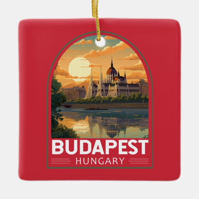 Budapest Ungarn Reisen Kunst Vintag Keramikornament (Vorderseite)