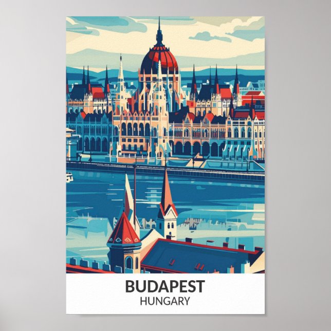 Budapest Ungarn Retro Artwork Travel Poster (Vorne)
