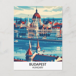 Budapest Ungarn Retro Artwork Travel Postkarte