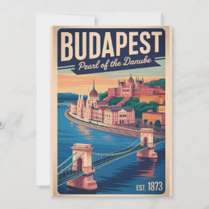 Budapest Ungarn Retro-Silhouette Stadtansicht Reis Feiertagskarte