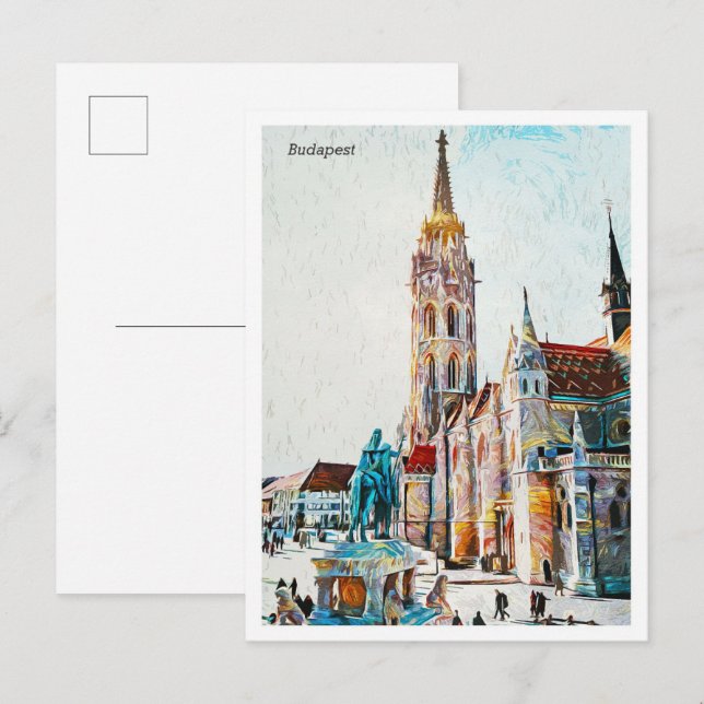 Budapest Ungarn Schöne Ölmalerei Stadt Postkarte (Vorne/Hinten)