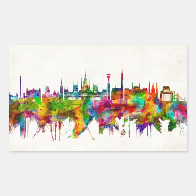 Budapest Ungarn Skyline Rechteckiger Aufkleber (Vorderseite)