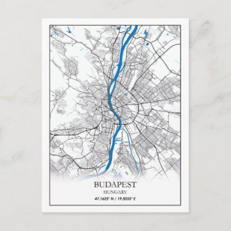 Budapest Ungarn Stadtkarte Einfache Unterkunft Postkarte