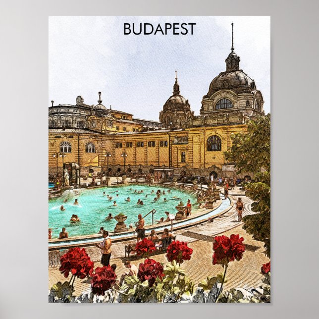 Budapest Ungarn Széchenyi Thermalbäder Poster (Vorne)