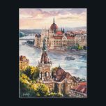 Budapest Ungarn Vintage Aquarellmalerei Postkarte<br><div class="desc">Budapest Ungarn Vintage Aquarellmalerei</div>