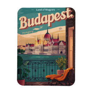 Budapest Ungarn Vintage Balkonansicht Geschenke Magnet