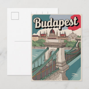 Budapest Ungarn Vintage Elisabethbrücke Geschenke Postkarte