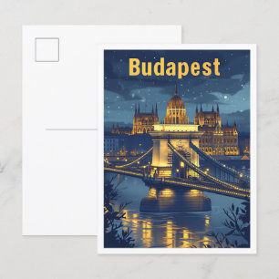 Budapest Ungarn Vintage-Kunst-Reiseillustration Postkarte
