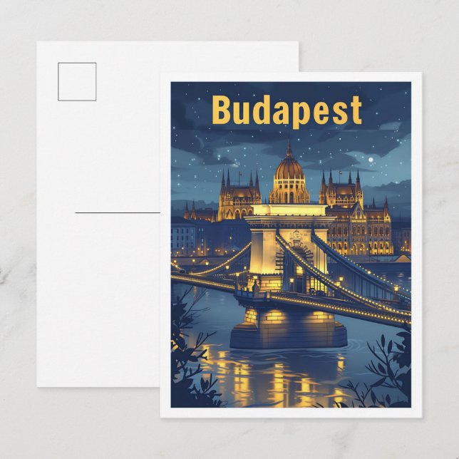 Budapest Ungarn Vintage Kunstreise Postkarte (Vorne/Hinten)