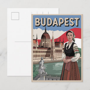 Budapest Ungarn Vintage lokale Frau Geschenke Postkarte