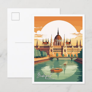 Budapest Ungarn Vintage-Reiseillustration Postkarte