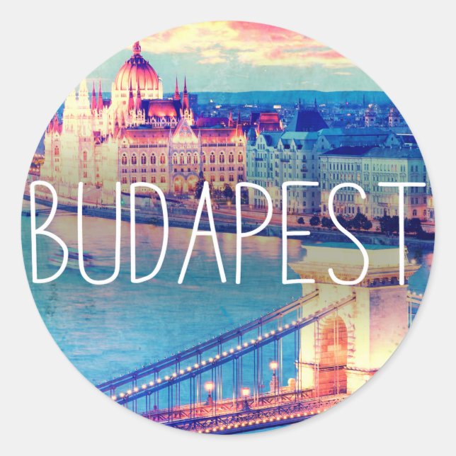 Budapest Vintag, Kreis Runder Aufkleber (Vorderseite)