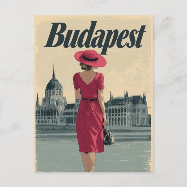 Budapest Vintage Mode Postkarte (Vorderseite)