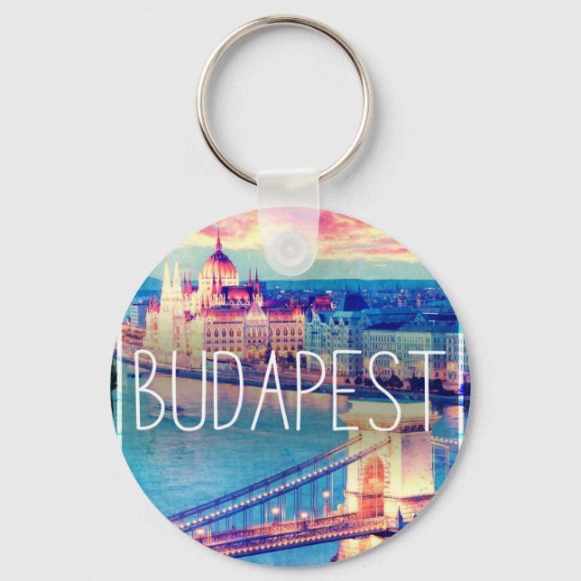 Budapest, Vintage Poster Schlüsselanhänger (Vorderseite)
