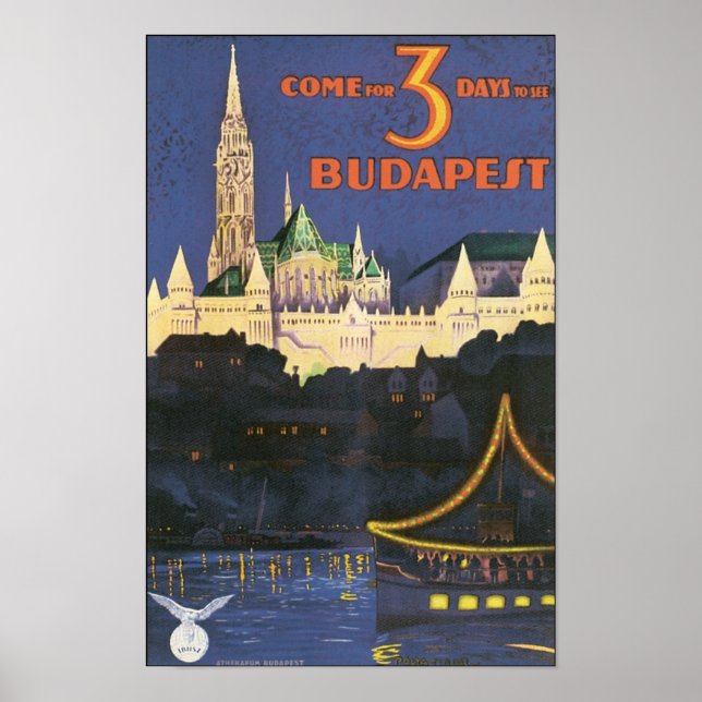Budapest Vintage Travel Poster (Vorne)