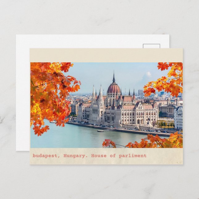 Budapester hungriges Vintages Parlament Postkarte (Vorne/Hinten)
