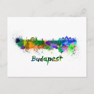 Budapester Skyline in Aquarellfarben Postkarte