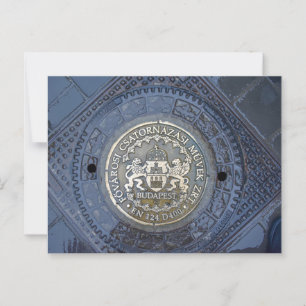 Budapester Wappen auf einem Manhole Cover Postkarte