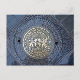 Budapester Wappen auf einem Manhole Cover Postkarte