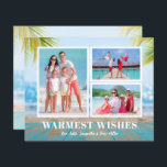 Buddget Tropical Beach Weihnachtsfotokarte<br><div class="desc">Kleine, horizontale Weihnachtskarten mit 4, 5" x 5, 6" Papier, mit 3 Fotos an einem tropischen Strand, Promenade und Sandboden. Diese preisgünstigen Ferienfotokarten sind auf 110 lb Papier gedruckt, das in 3 Größen erhältlich ist. **WEISSE UMGEBUNGEN SIND OPTIONAL AUF DER BESTELLSEITE. Achten Sie darauf, Ihre Bestellung zu verdoppeln, bevor Sie...</div>