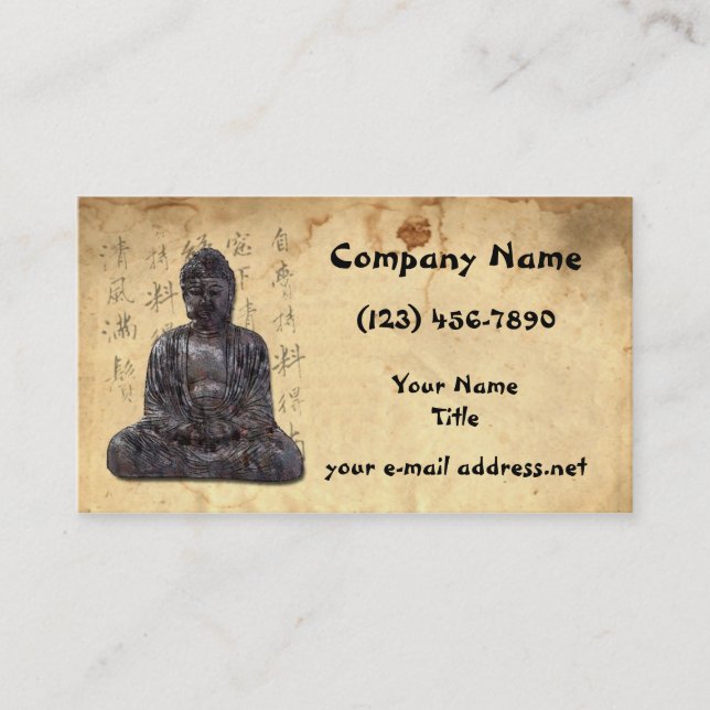 Buddha alterte asiatische PapierKalligraphie Visitenkarte (Vorderseite)