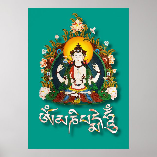 Buddha Amitabha Om Mani Padme Hum Tibetan Poster (Vorne)
