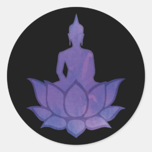 Buddha auf dem Lotus Lila Classic Round Sticker