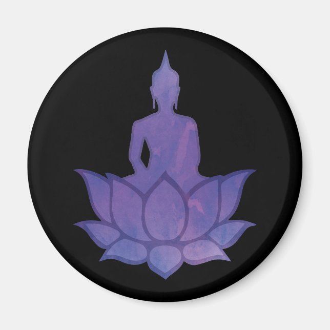 Buddha auf Lotus Lila Magnet (Vorne)