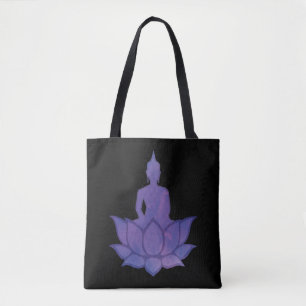 Buddha auf Lotus Lila Tote Bag Tasche