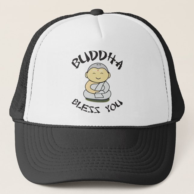 Buddha Bless You - Niedlicher glücklicher Buddha Truckerkappe (Vorderseite)