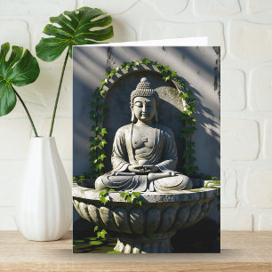 Buddha-Brunnen und Zitat Karte