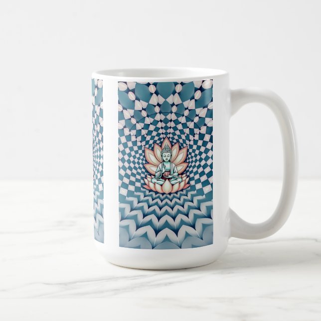 Buddha Buddhismus Zen Infinity Mirage Blue Kaffeetasse (Rechts)