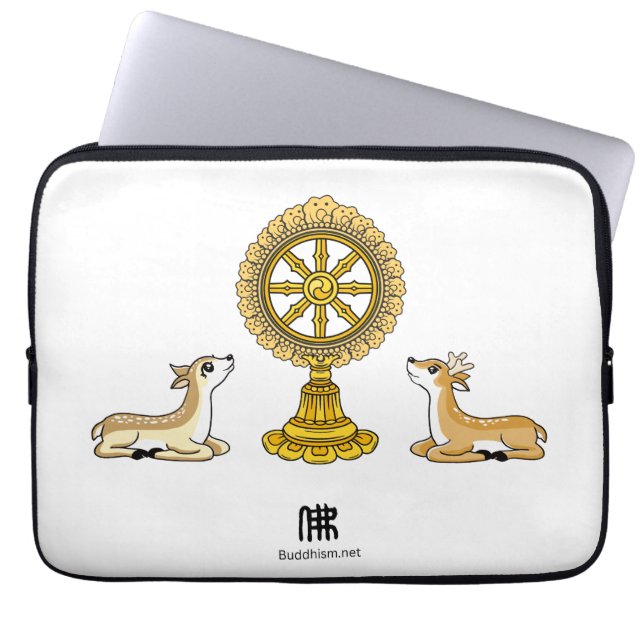 Buddha Dharma Wheel & Deers Laptop Sleeve (Vorderseite)