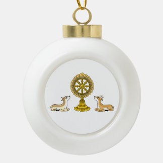 Buddha Dharma Wheel & Deers Weihnachtsschmuck Keramik Kugel-Ornament
