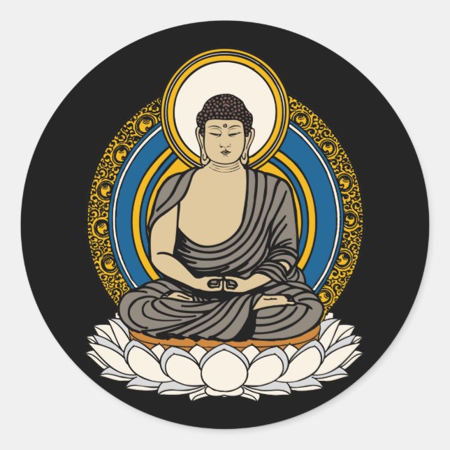Buddha Dhyana Mudra Runder Aufkleber (Vorderseite)