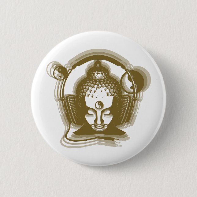 Buddha-Diskjockey Button (Vorderseite)