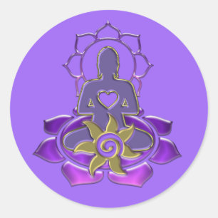 BUDDHA-Energie Leichte Veilchen Runder Aufkleber