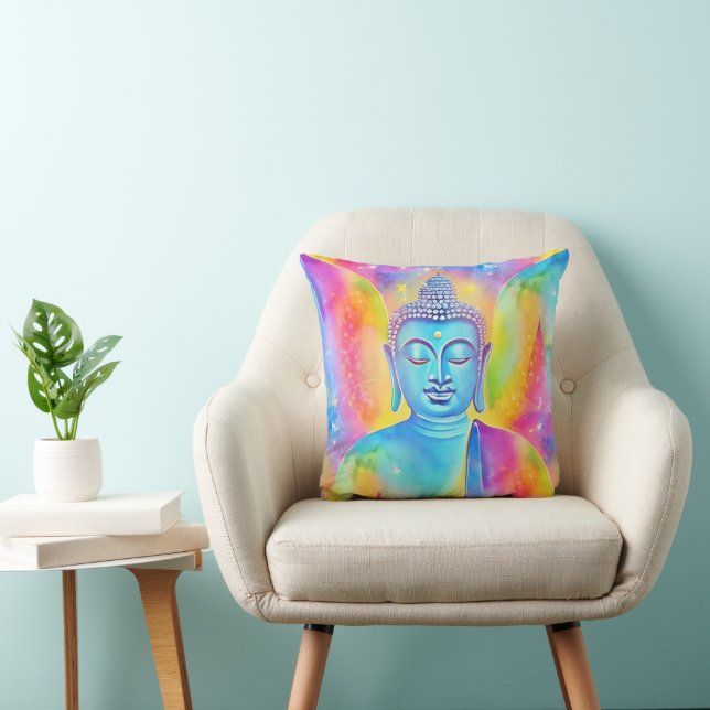 Buddha Energy - Wasserfarbenes nahtloses Muster 1 Kissen (Stuhl )