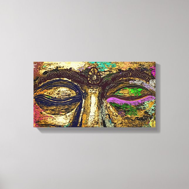 Buddha Eyes Psychedelic Pop Art Canvas Print Leinwanddruck (Vorderseite)