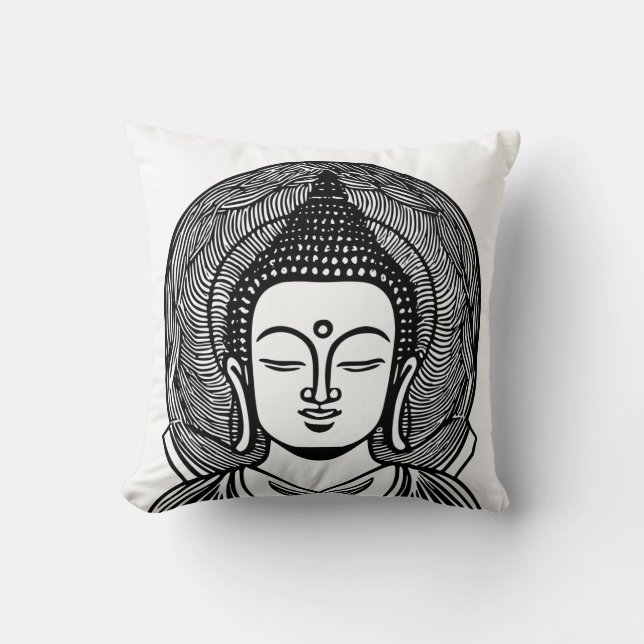 Buddha Face Black and White Zen Kissen (Vorderseite)