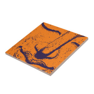 Buddha Face Zen Harmony Buddhahood Orange Fliese