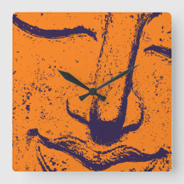 Buddha Face Zen Harmony Buddhahood Orange Quadratische Wanduhr
