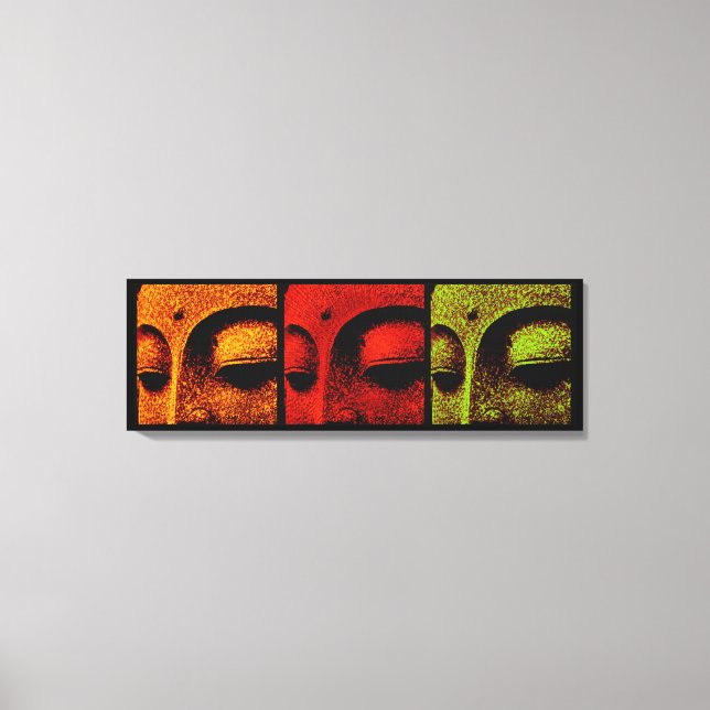 Buddha Faces Triptych Art Leinwand (Vorderseite)