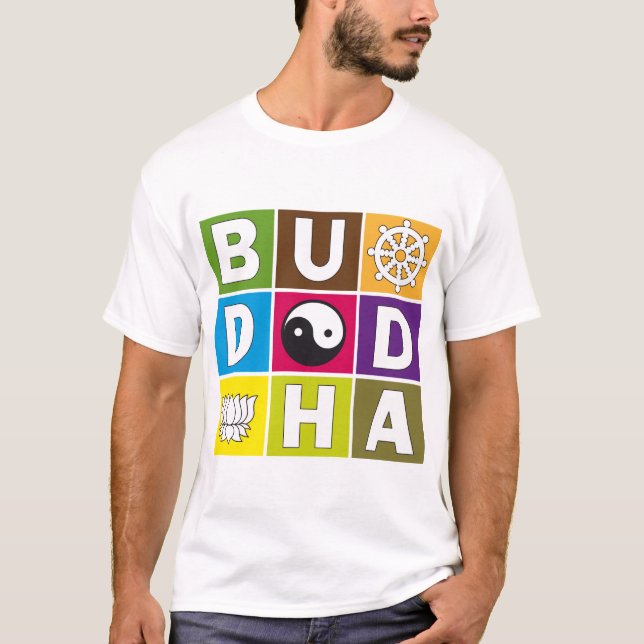 Buddha färbte Blöcke T-Shirt (Vorderseite)