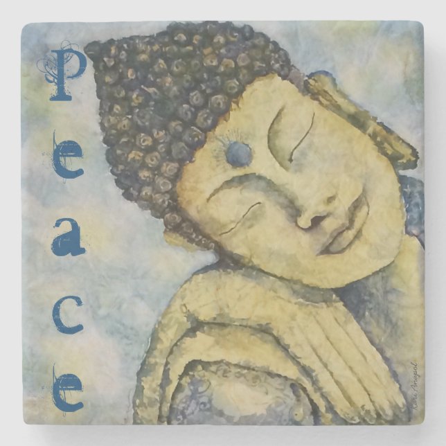 Buddha-Friedenswatercolor-Kunst-Stein-Untersetzer Steinuntersetzer (Vorderseite)