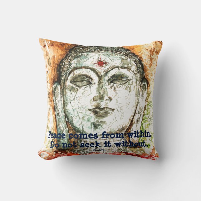 Buddha-Friedenszitat-Aquarell-Kunst-Wurfs-Kissen Kissen (Vorderseite)