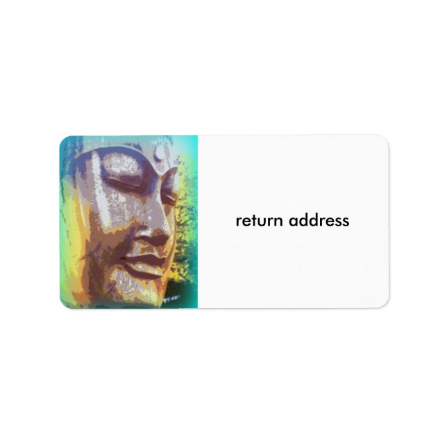 Buddha Gesicht grün Adressaufkleber (Vorne)