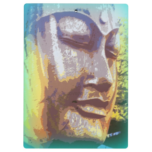 Buddha Gesicht grün Klemmbrett (Rückseite)