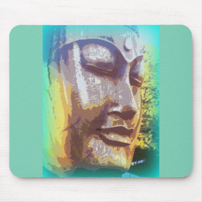 Buddha Gesicht grün Mousepad (Vorne)